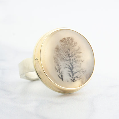 Sterling & 14K Gold Dendritic Agate Ring