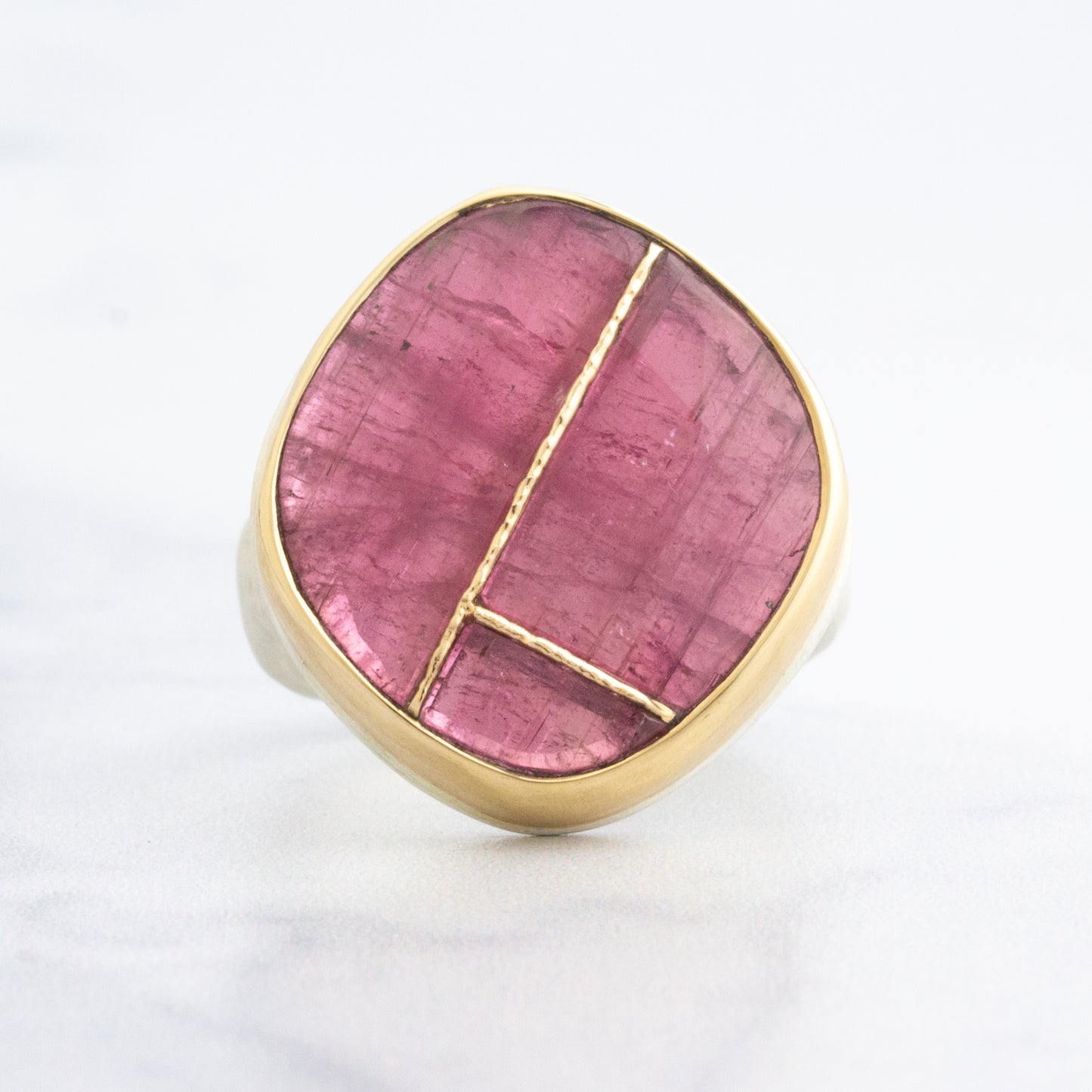 Sterling & 14K Golden Fusion Pink Tourmaline Ring