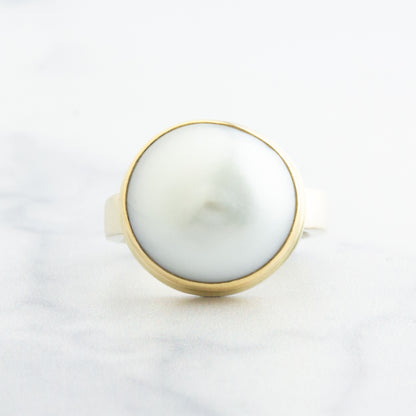 Sterling & 14K Gold Cultured Pearl Ring