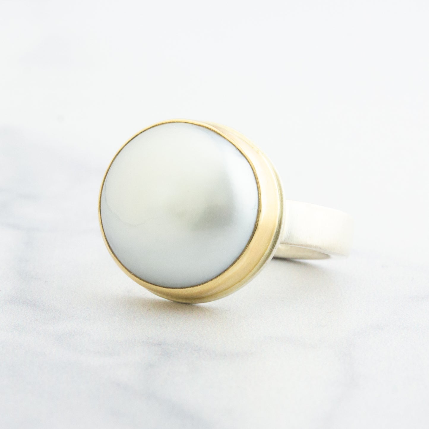 Sterling & 14K Gold Cultured Pearl Ring