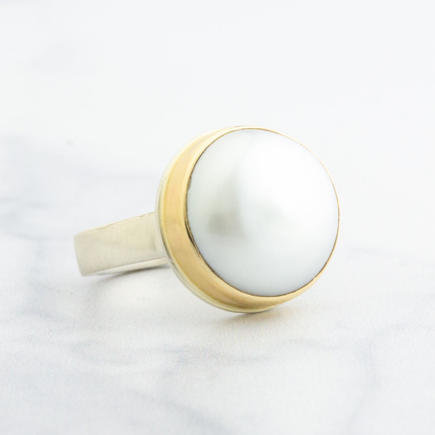 Sterling & 14K Gold Cultured Pearl Ring