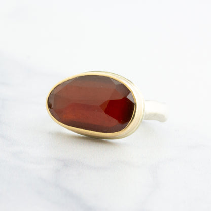 Sterling & 14K Gold Faceted Hessonite Garnet Ring