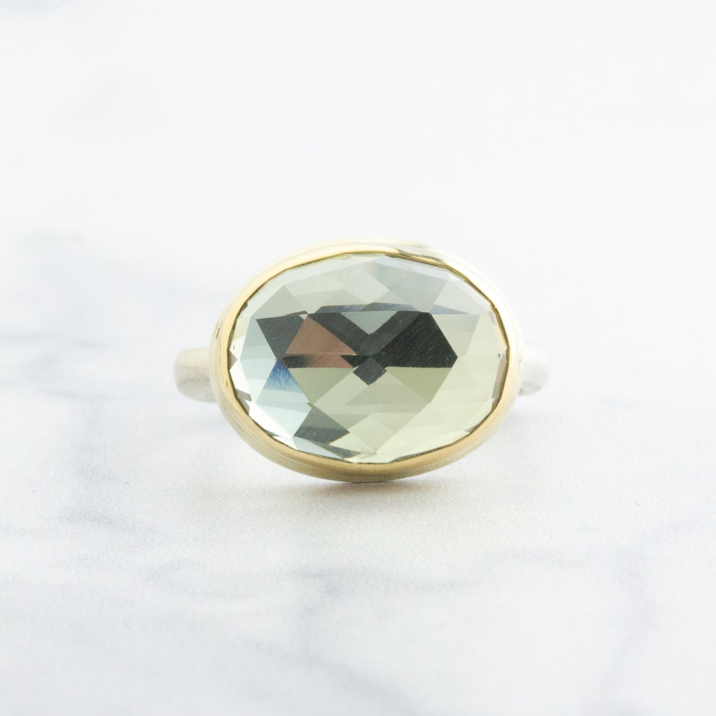 Sterling & 14K Gold Small Mint Quartz Ring