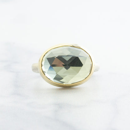 Sterling & 14K Gold Small Mint Quartz Ring