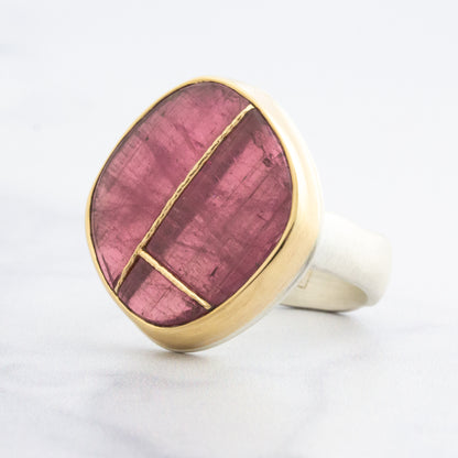 Sterling & 14K Golden Fusion Pink Tourmaline Ring