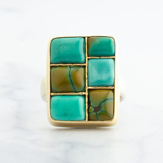 Sterling & 14K Gold Hubei Turquoise Ring