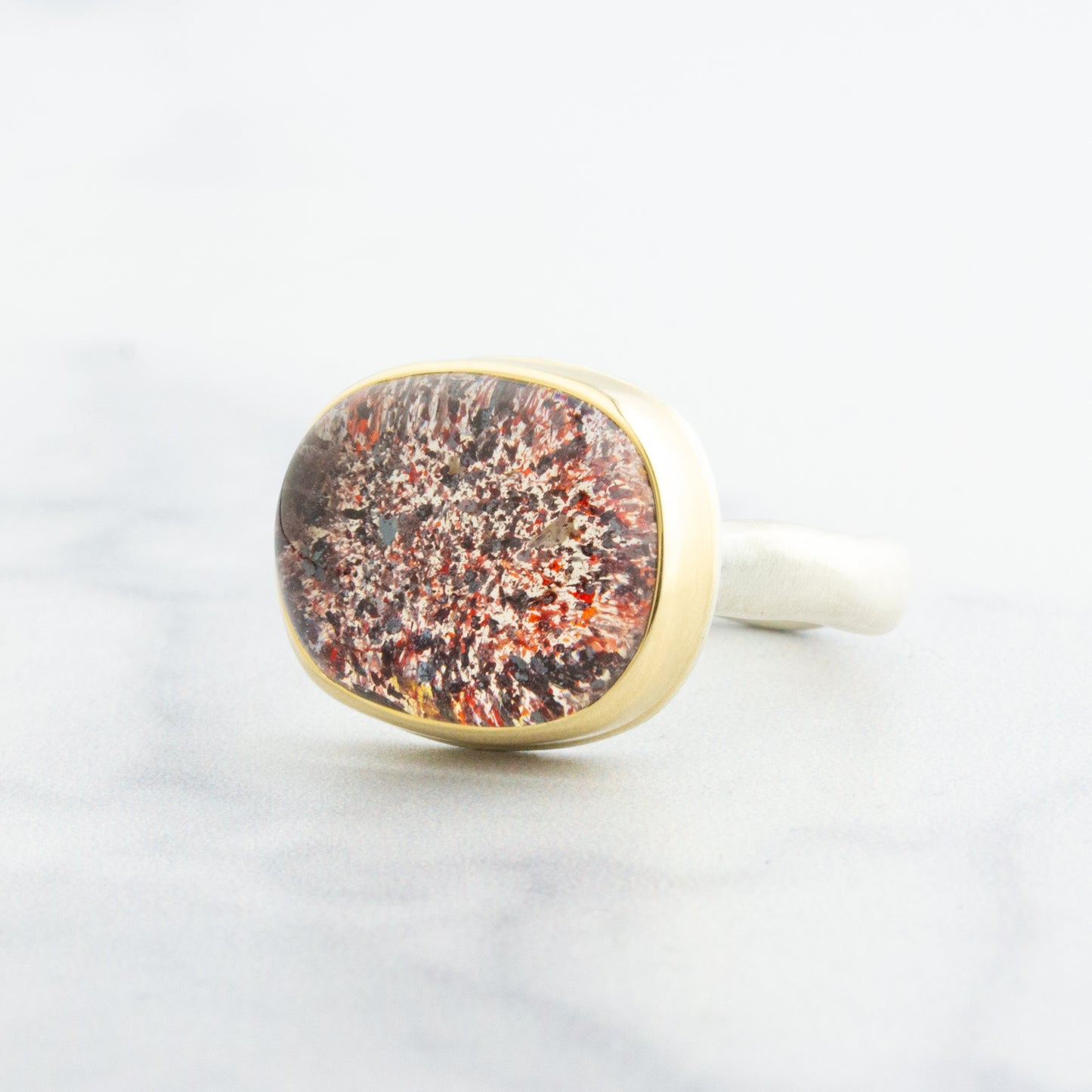 Sterling & 14K Gold Seven Mineral Ring