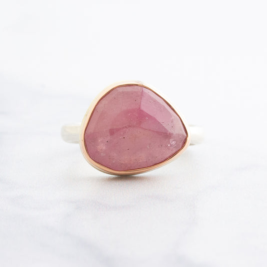 Sterling & 14K Rose Gold Pink Sapphire Ring