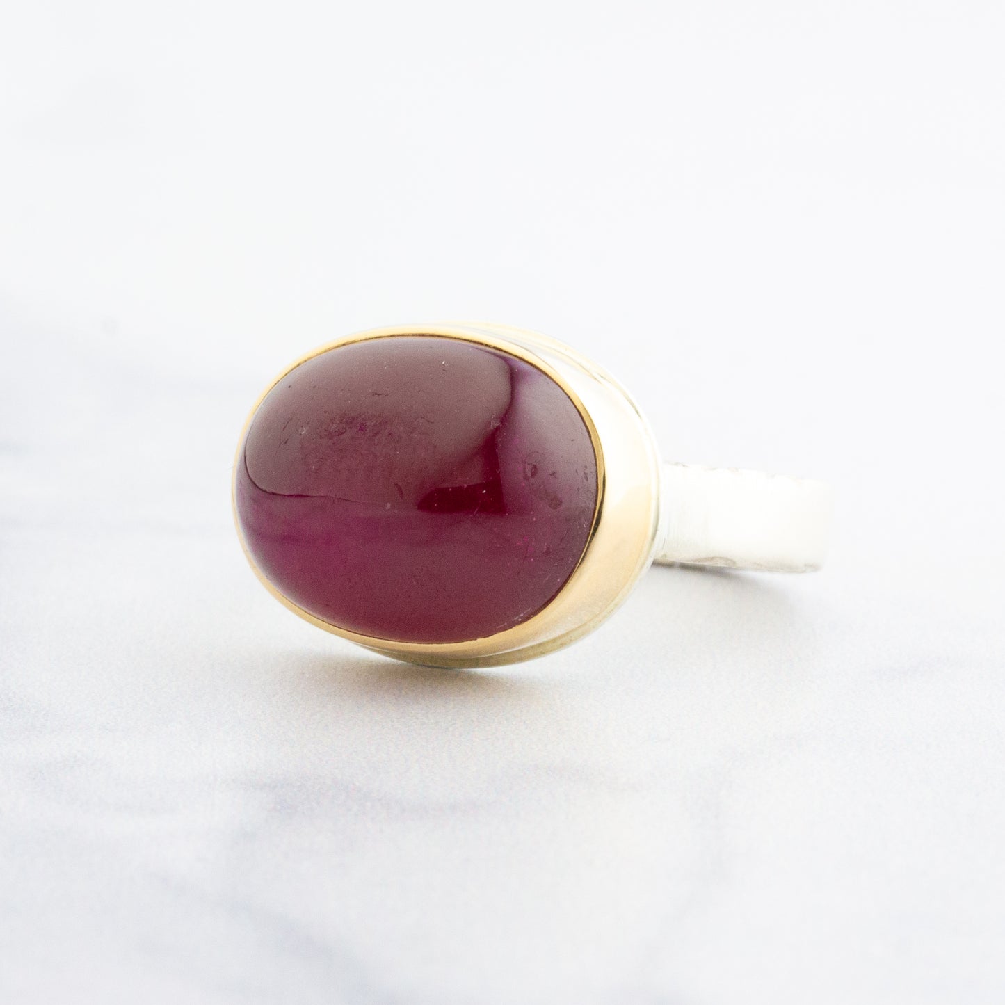 Sterling & 14K Gold Oval African Ruby Ring