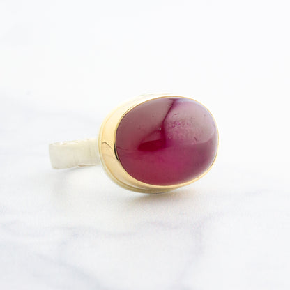 Sterling & 14K Gold Oval African Ruby Ring