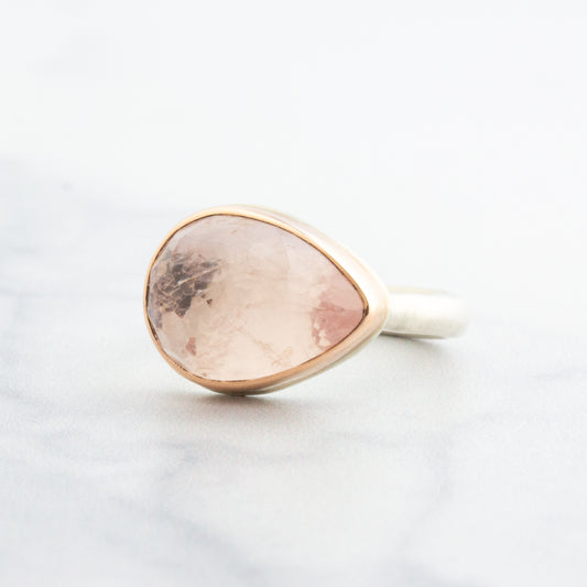 Sterling & 14K Rose Gold Teardrop Morganite Ring