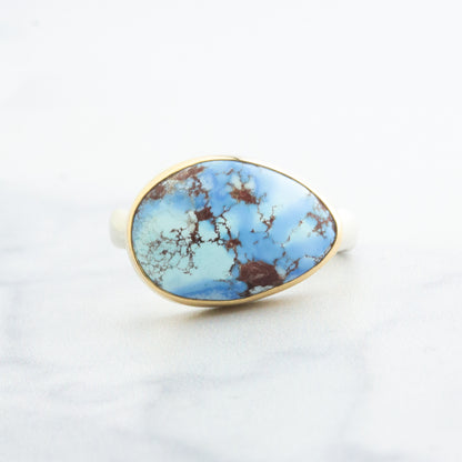 Sterling & 14K Gold Kazakhstani Turquoise Ring