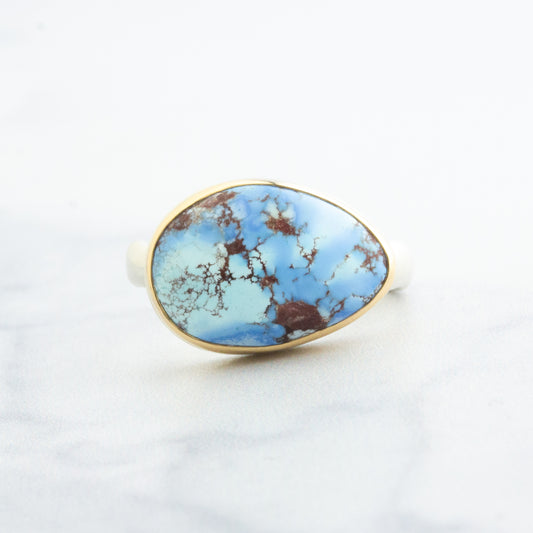 Sterling & 14K Gold Kazakhstani Turquoise Ring