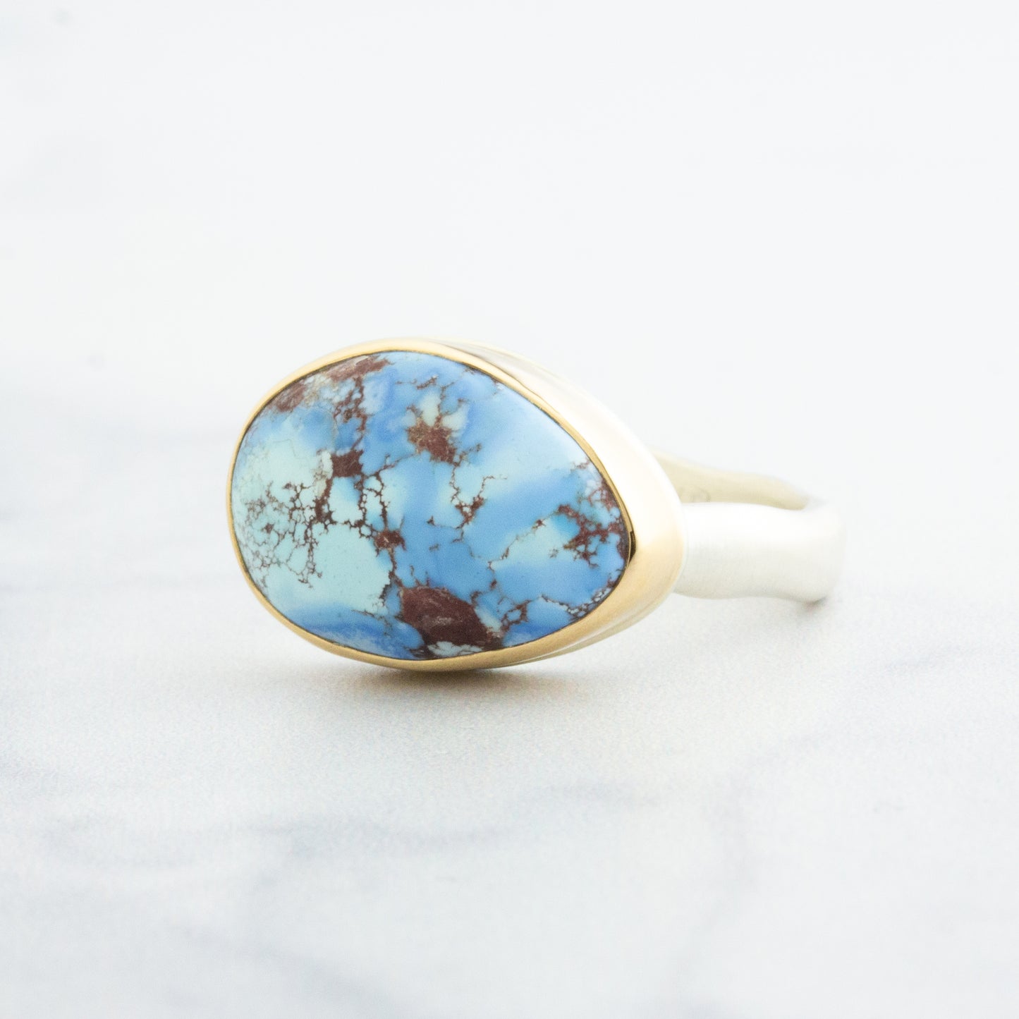 Sterling & 14K Gold Kazakhstani Turquoise Ring