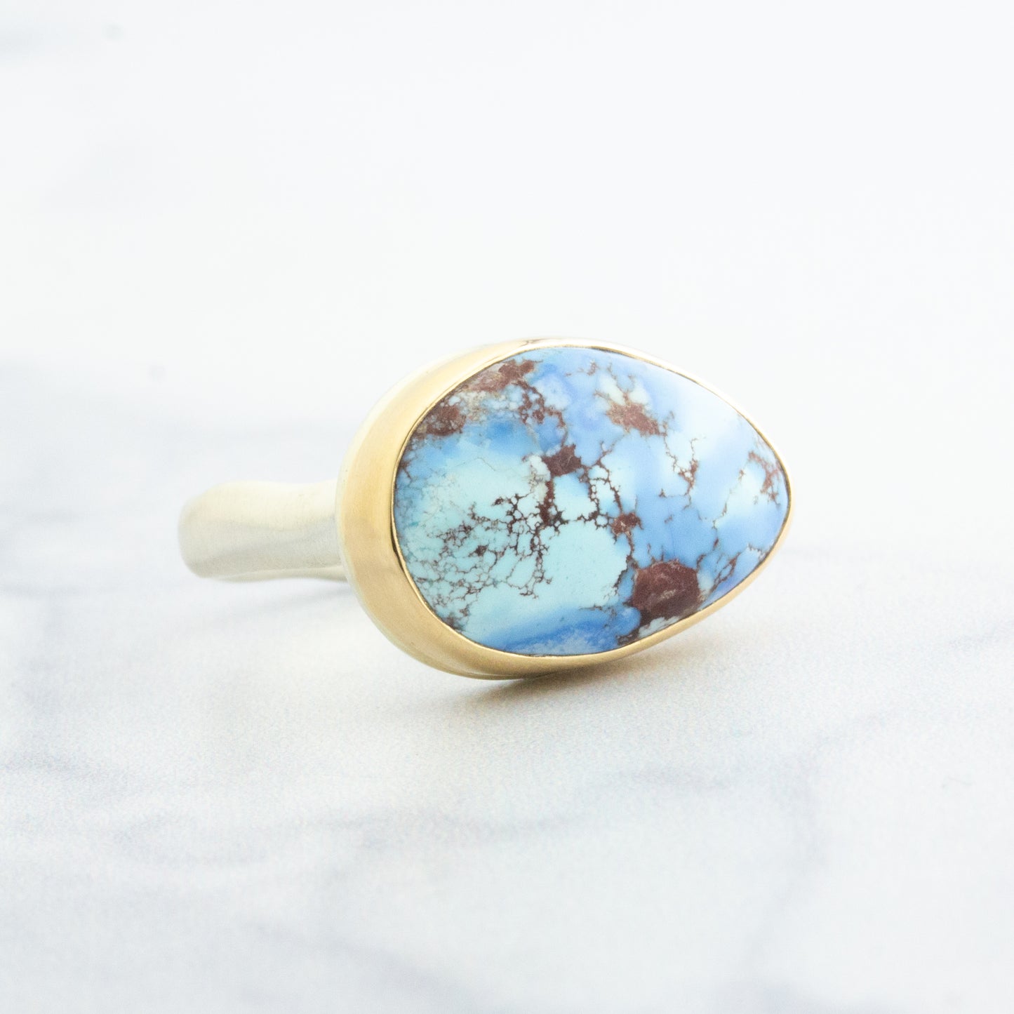 Sterling & 14K Gold Kazakhstani Turquoise Ring