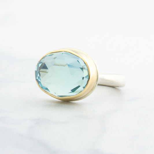 Sterling & 14K Gold Sky Blue Topaz Ring