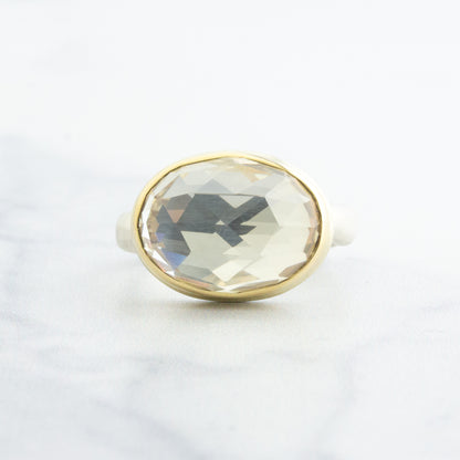 Sterling & 14K Gold Rock Crystal Ring