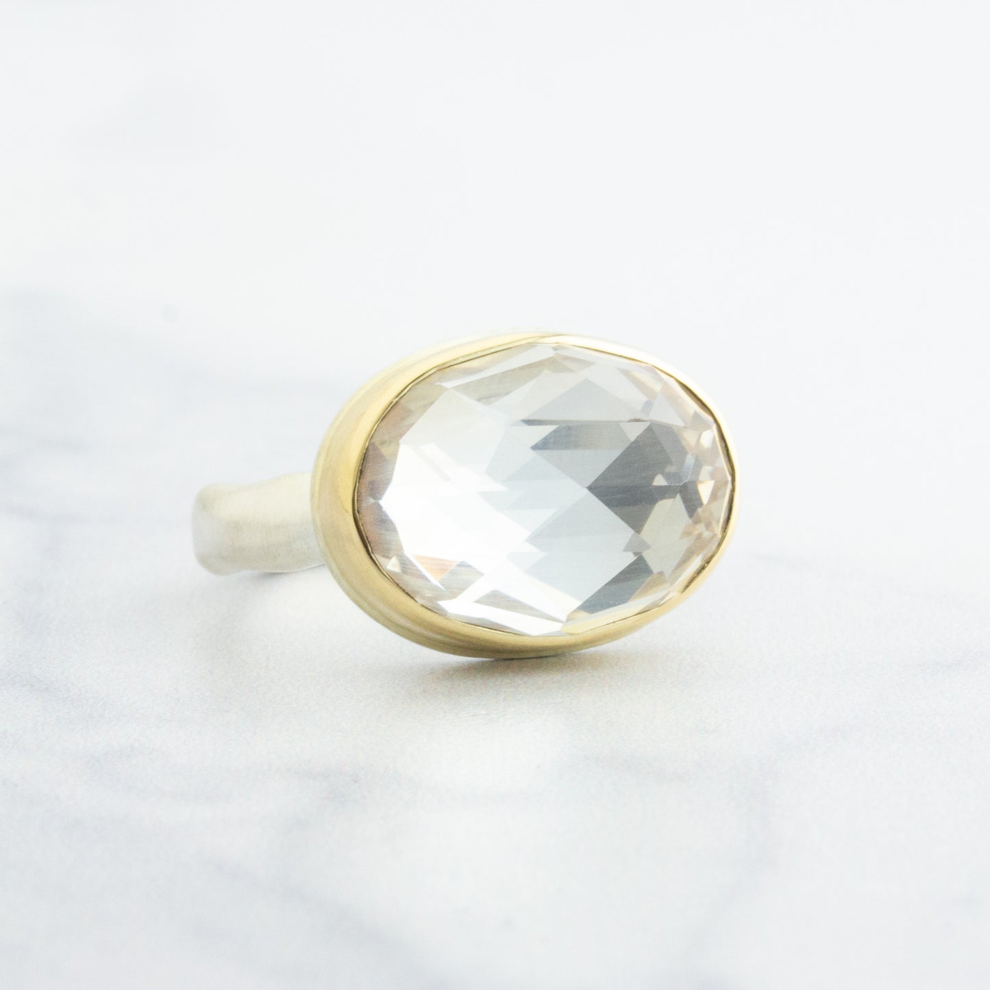 Sterling & 14K Gold Rock Crystal Ring