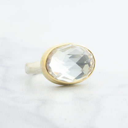 Sterling & 14K Gold Rock Crystal Ring