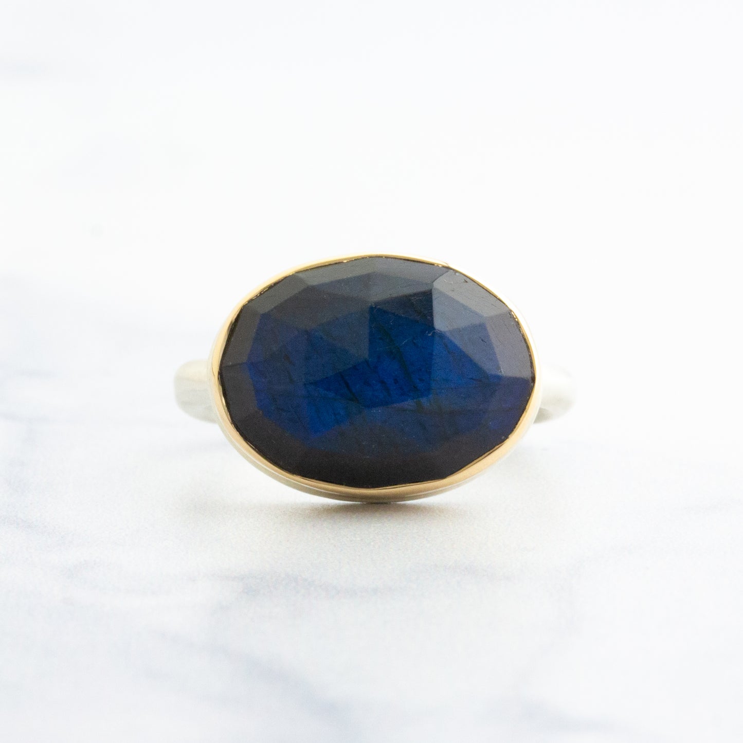 Sterling & 14K Gold Oval Labradorite Ring