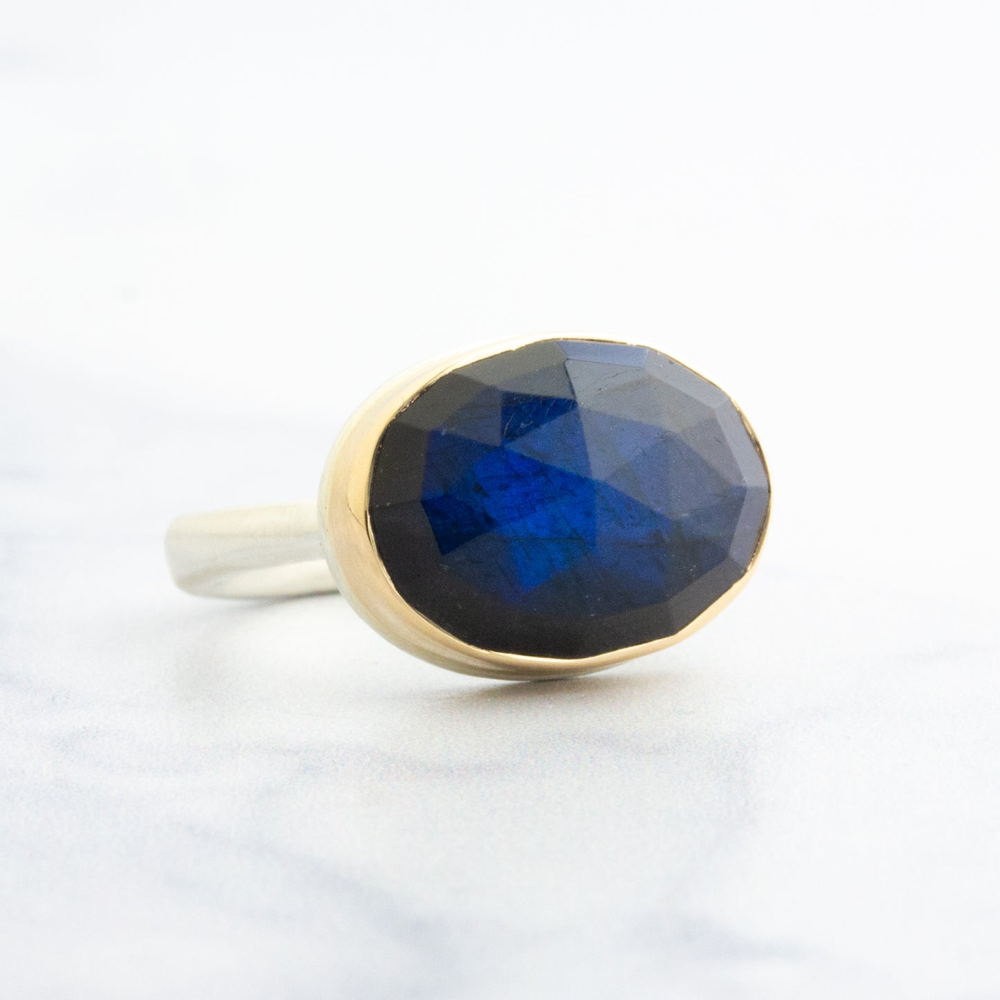 Sterling & 14K Gold Oval Labradorite Ring