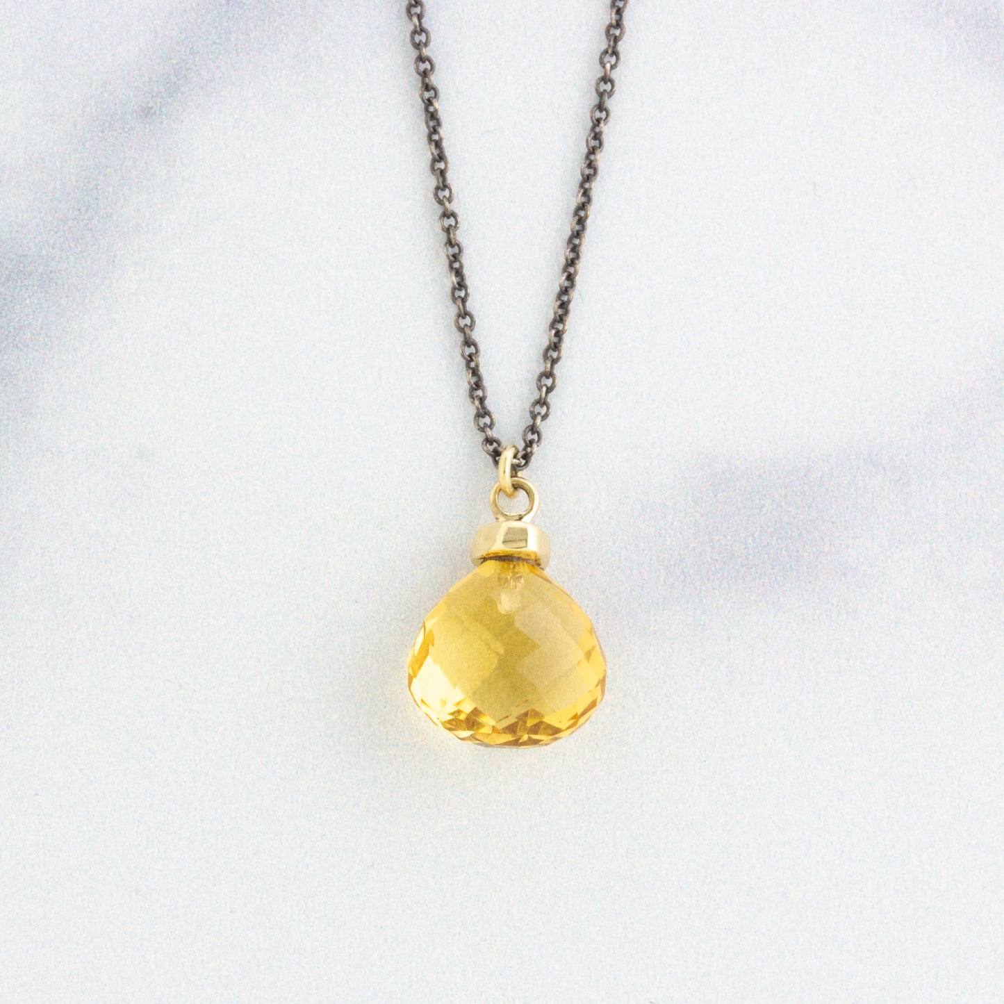 Oxidized Sterling & 14K Gold Citrine Necklace