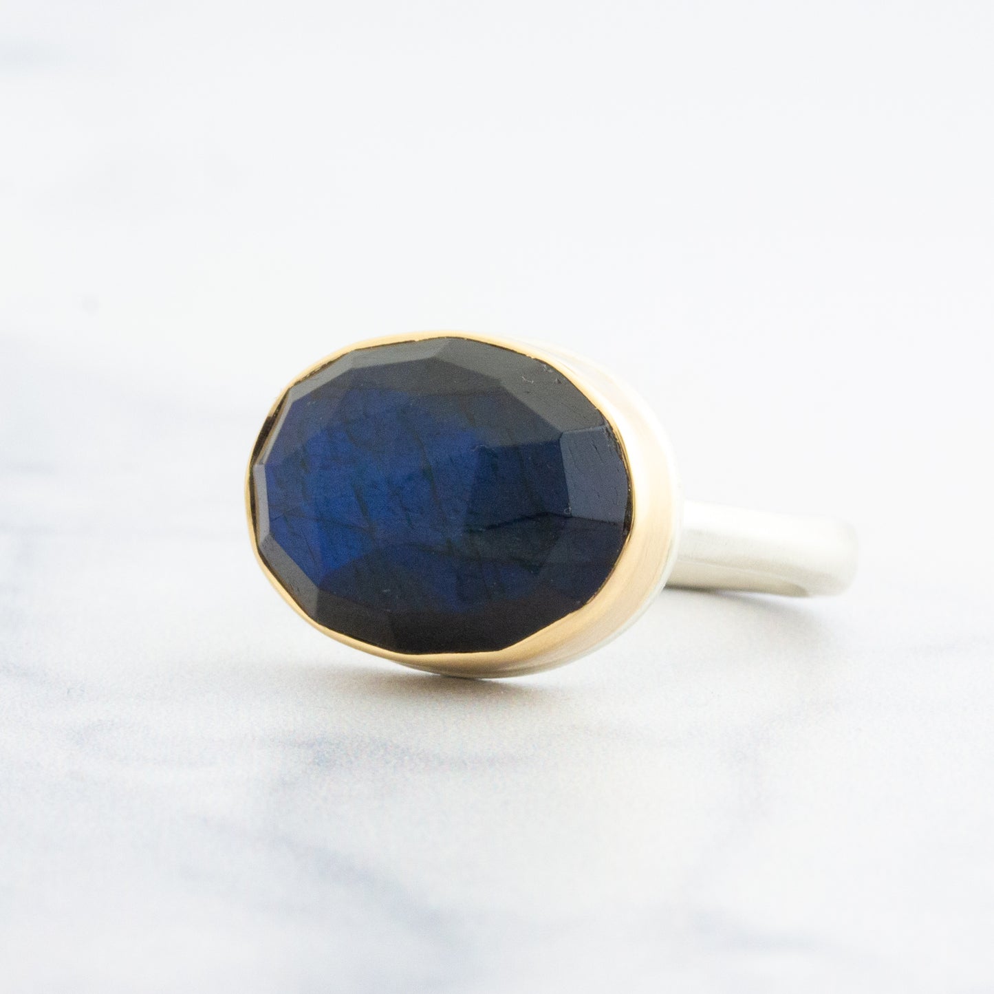 Sterling & 14K Gold Oval Labradorite Ring