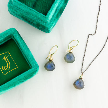 Oxidized Sterling & 14K Gold Labradorite Set