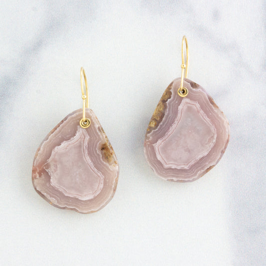 14K Gold Agate Earrings