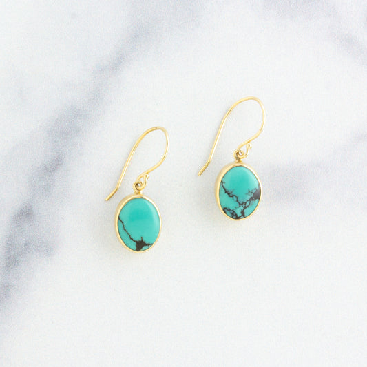 Sterling & 14K Gold Hubei Turquoise Earrings