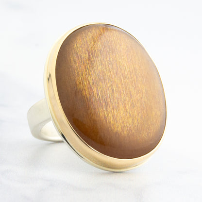 Sterling & 14K Gold Golden Moonstone Ring