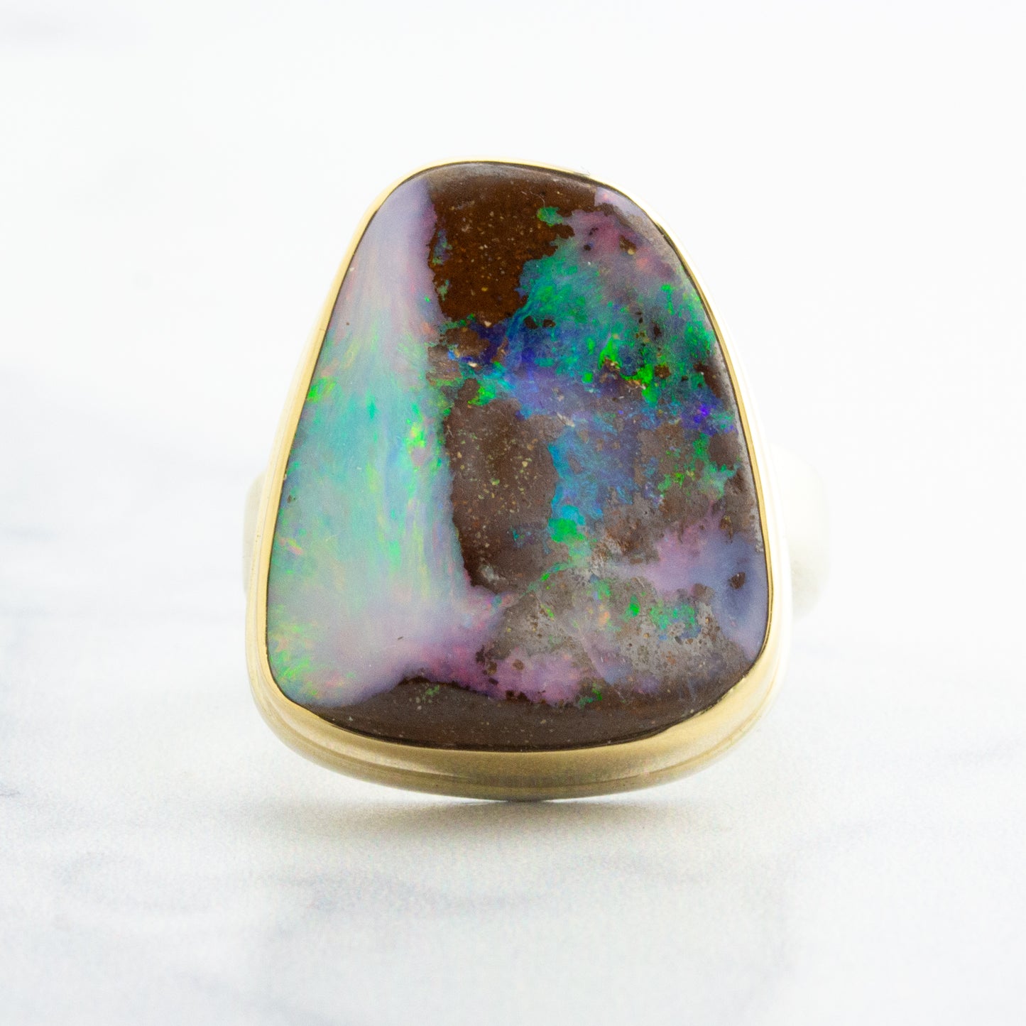 Sterling & 14K Gold Boulder Opal Ring