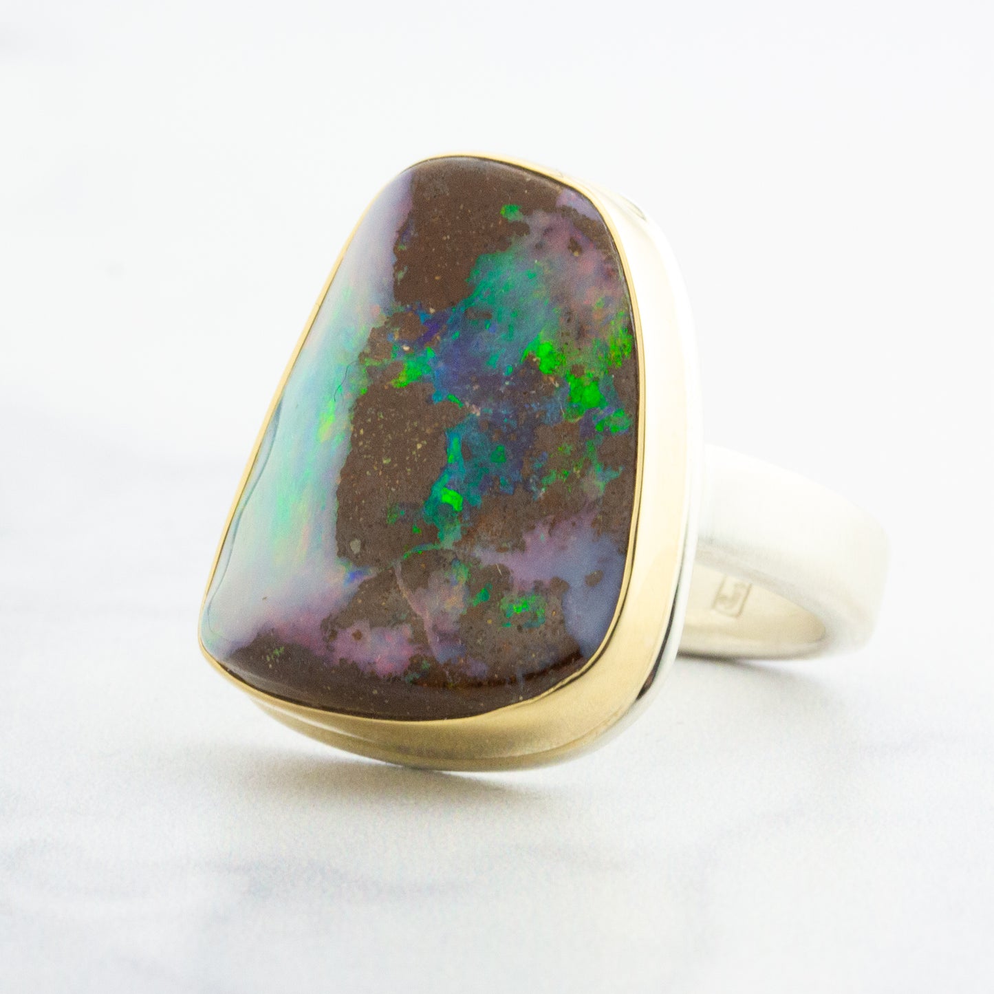 Sterling & 14K Gold Boulder Opal Ring