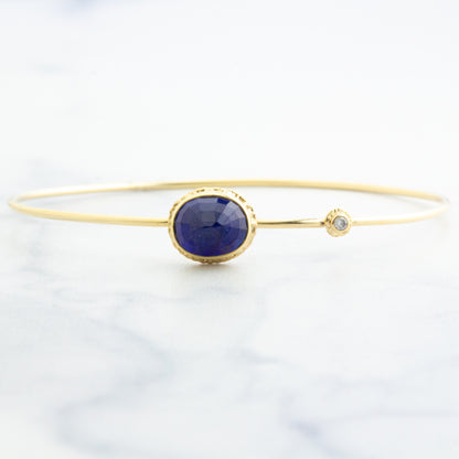 14K Gold Blue Sapphire & Diamond Bracelet