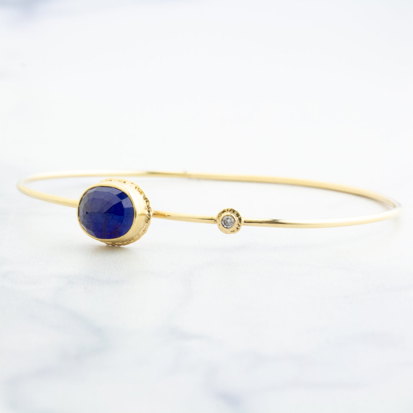 14K Gold Blue Sapphire & Diamond Bracelet