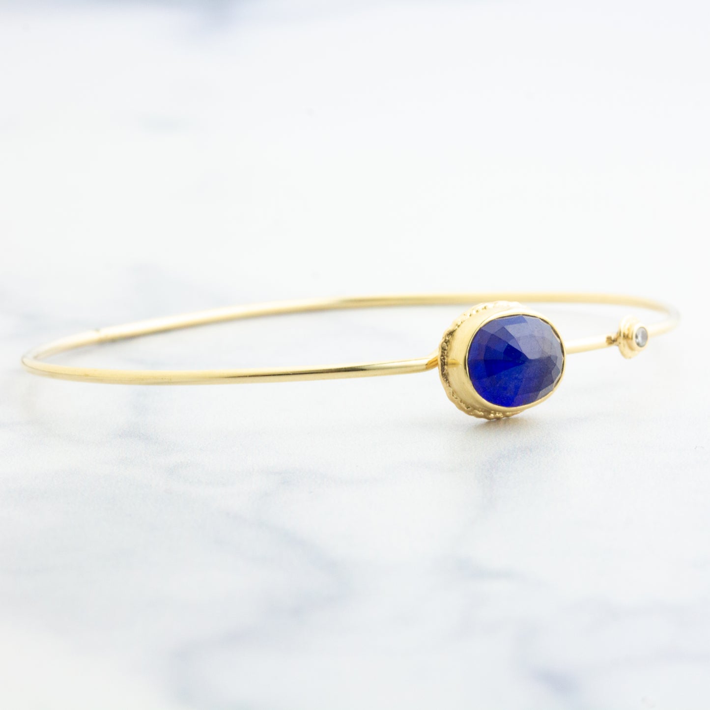 14K Gold Blue Sapphire & Diamond Bracelet