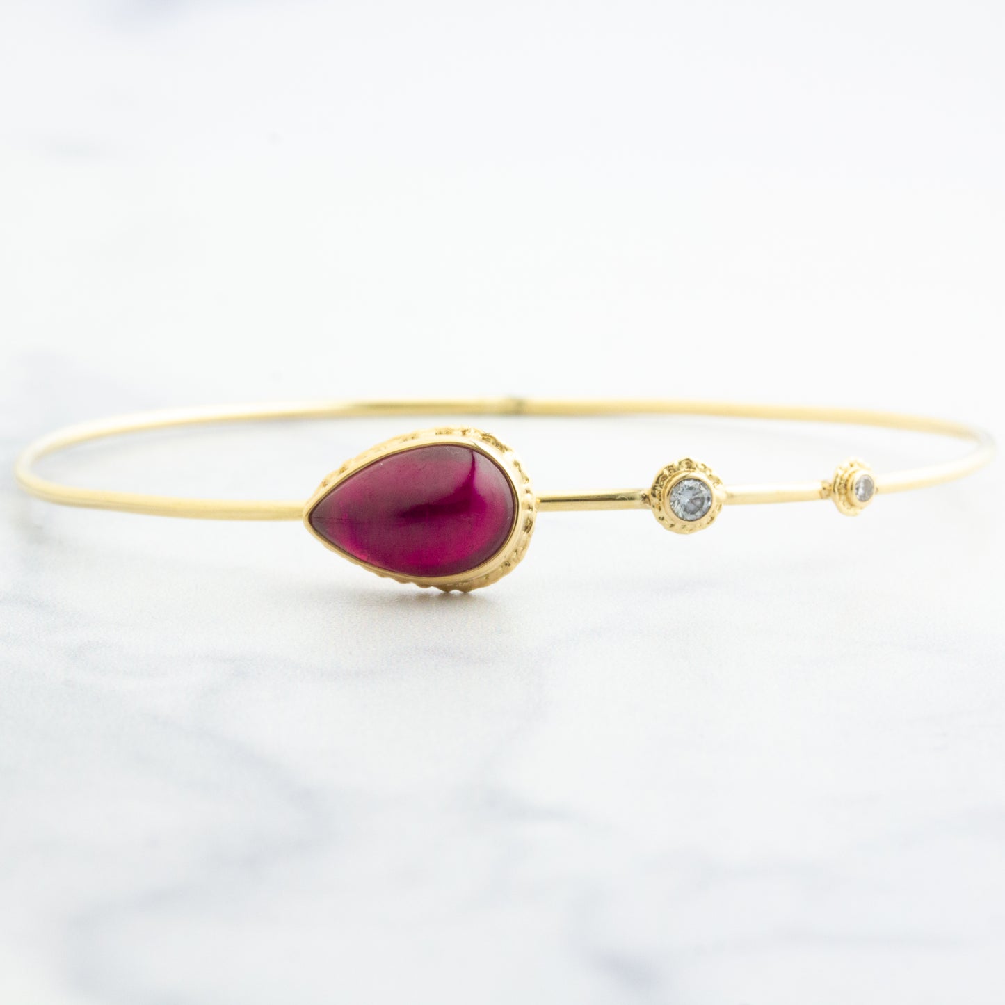 14K Gold African Ruby & Diamond Bracelet