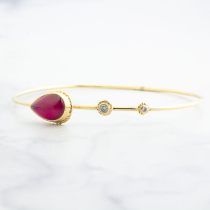 14K Gold African Ruby & Diamond Bracelet