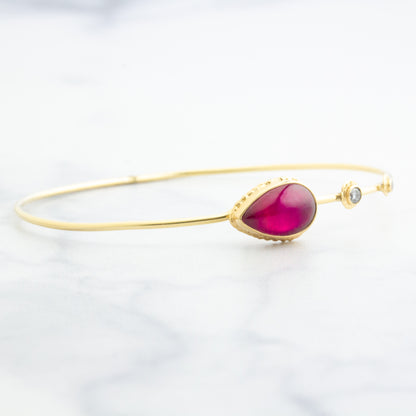 14K Gold African Ruby & Diamond Bracelet