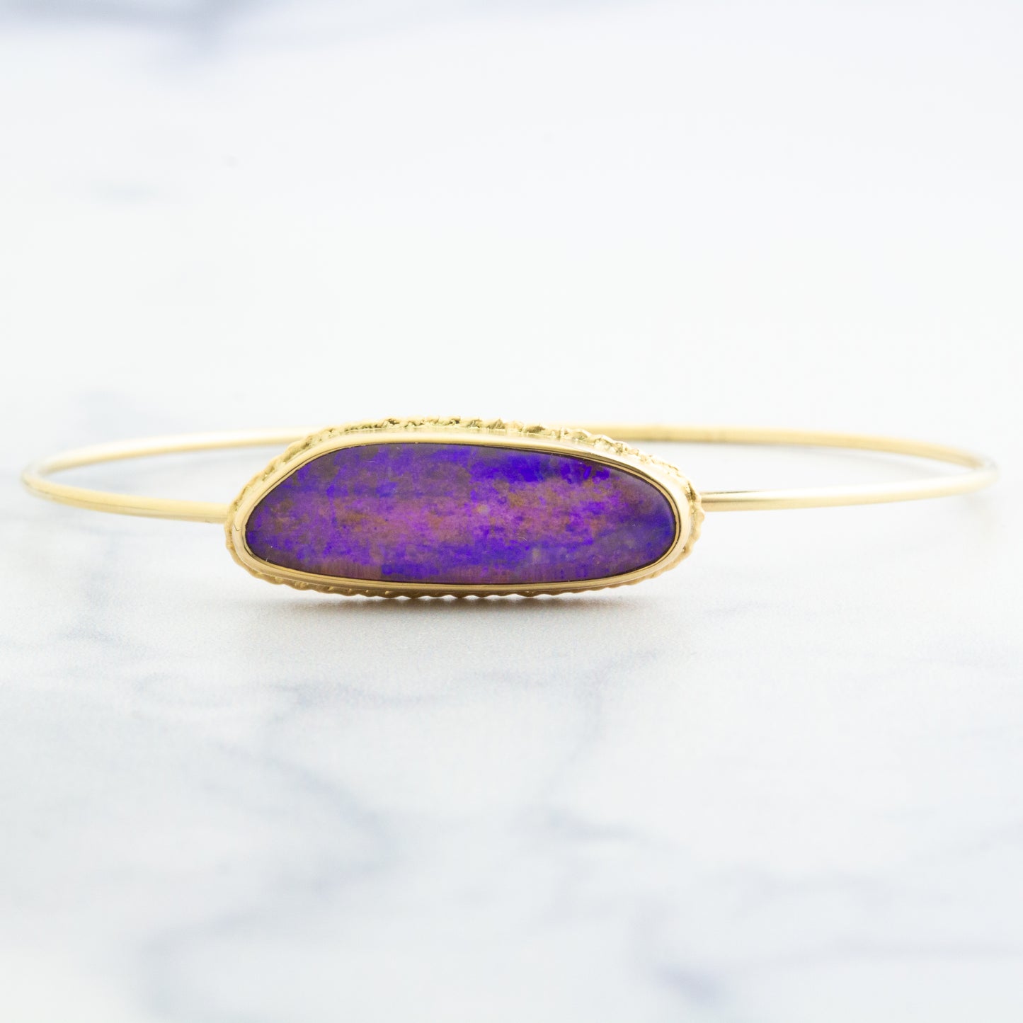 14K Gold Opalized Wood Bracelet