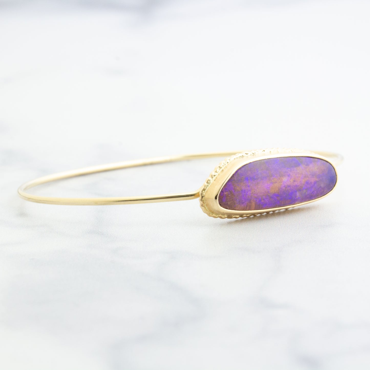 14K Gold Opalized Wood Bracelet