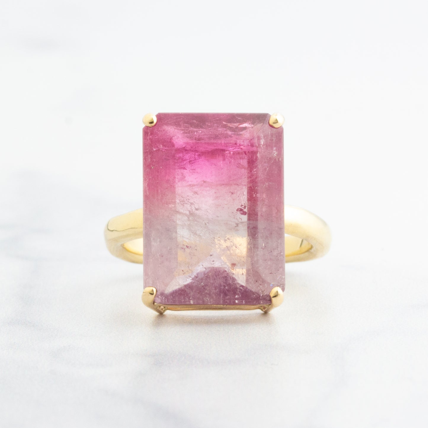 14K Gold Prong Pink Tourmaline Ring