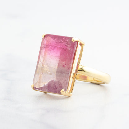 14K Gold Prong Pink Tourmaline Ring