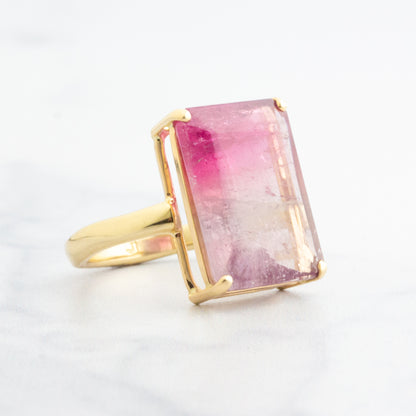 14K Gold Prong Pink Tourmaline Ring