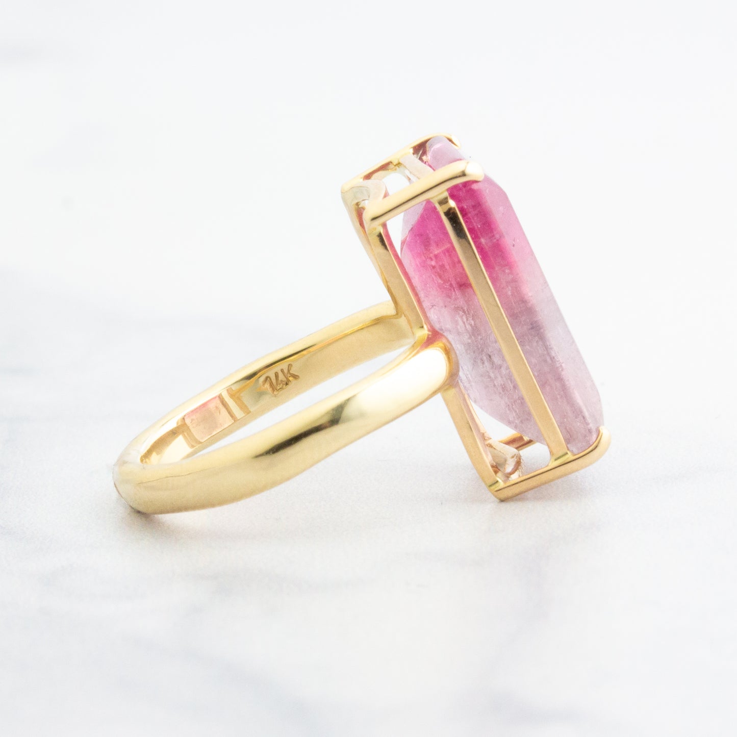 14K Gold Prong Pink Tourmaline Ring