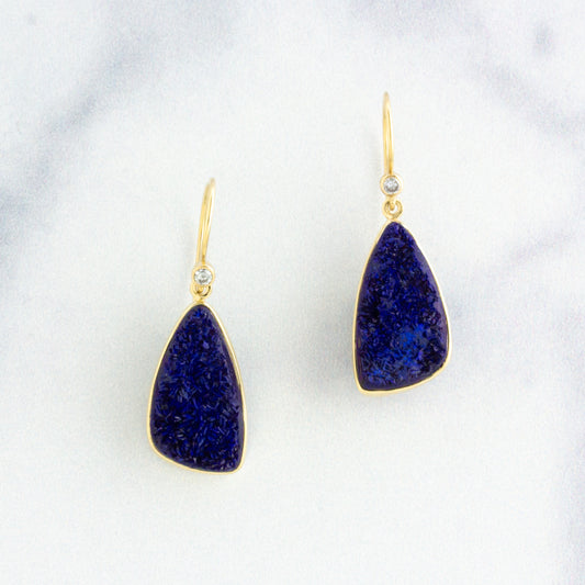 Sterling & 14K Gold Azurite Earrings