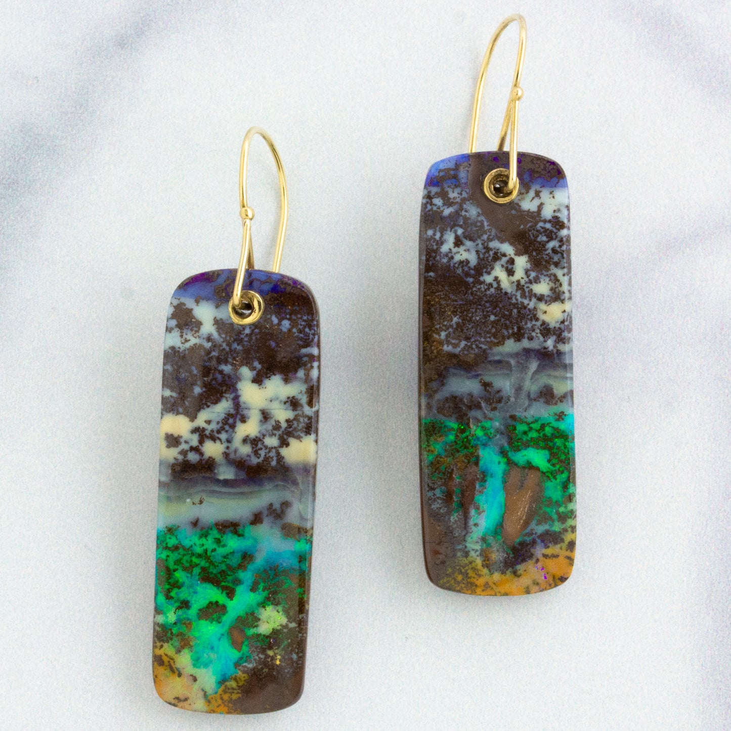 14K Gold Boulder Opal Earrings