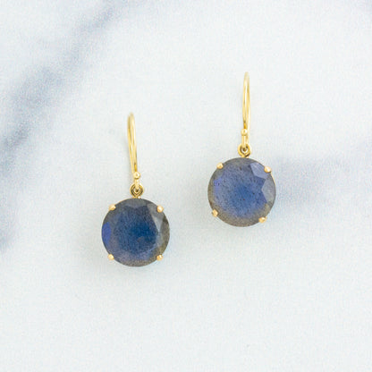 14K Gold Labradorite Prong Earrings