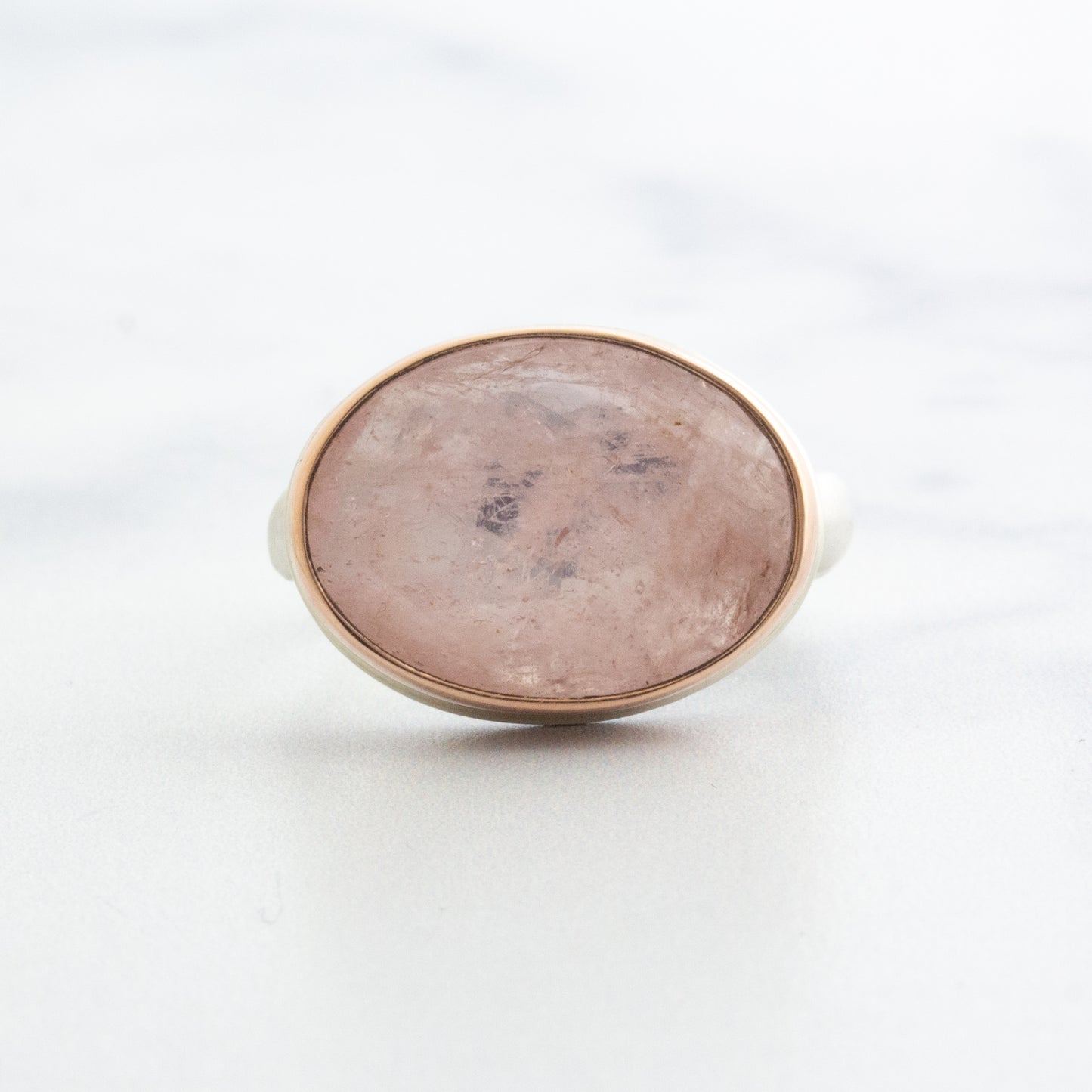 Sterling & 14K Rose Gold Oval Morganite Ring