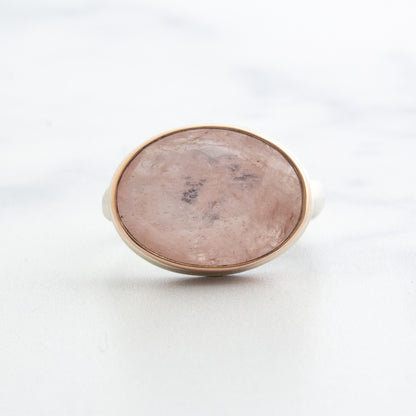 Sterling & 14K Rose Gold Oval Morganite Ring